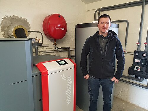 Chimney Sweep Bernhard Peer with BioWIN2 Touch pellet boiler